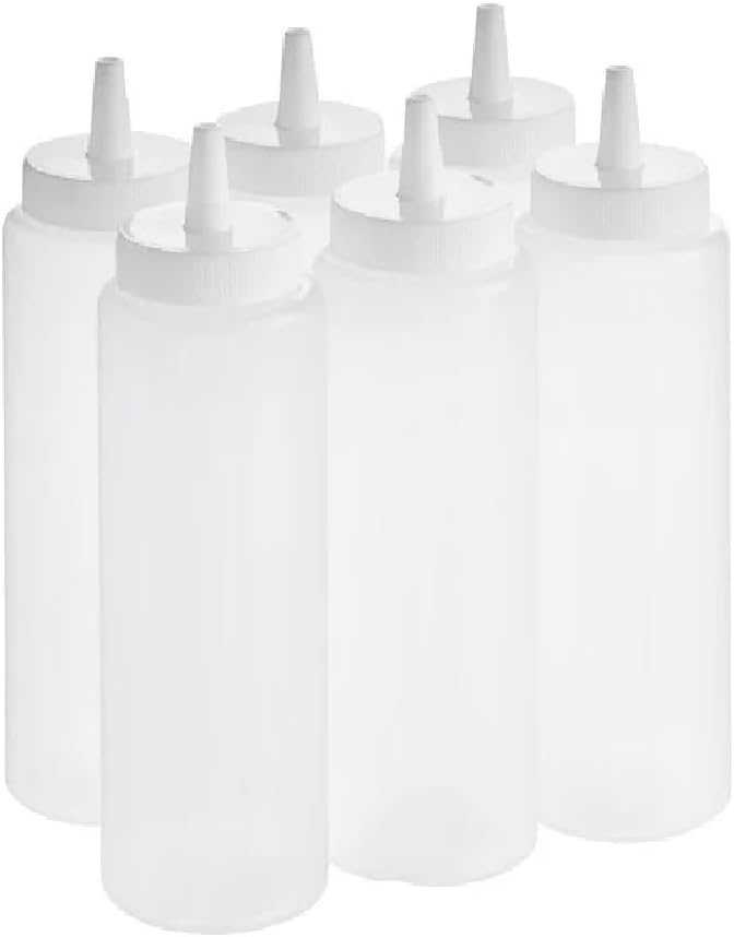 OCS Parts 6-Pack Squeeze Bottles |  Easy to Squeeze Dishwasher Safe Condiment and Sauce Bottles (Clear)